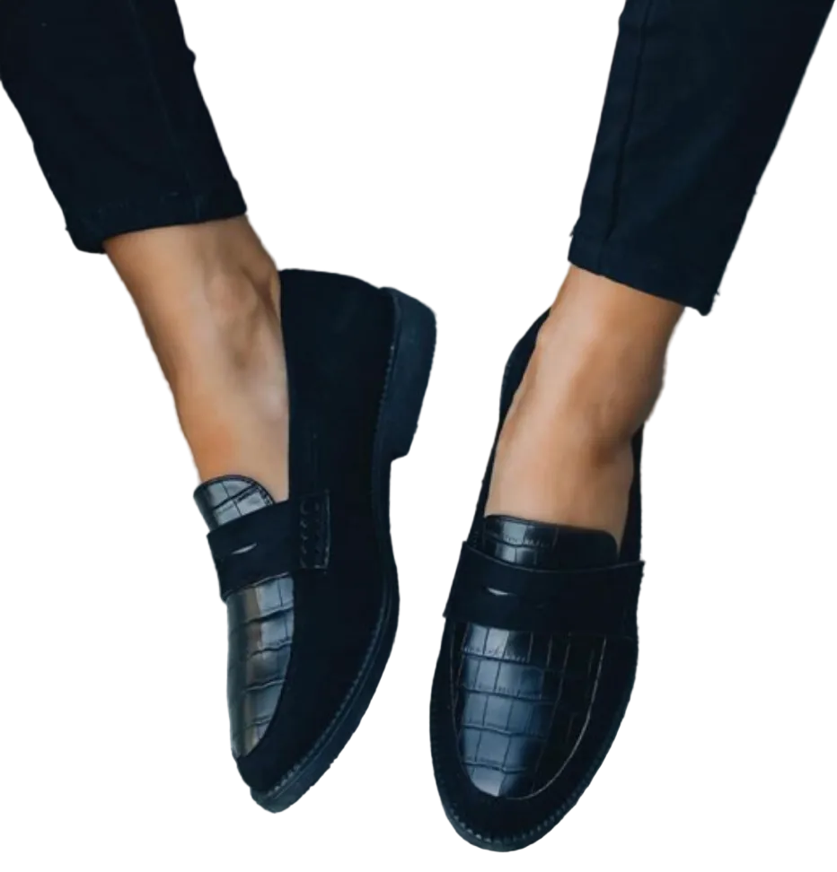 Loafers damer – vegansk læder med blank tekstureret slip-on