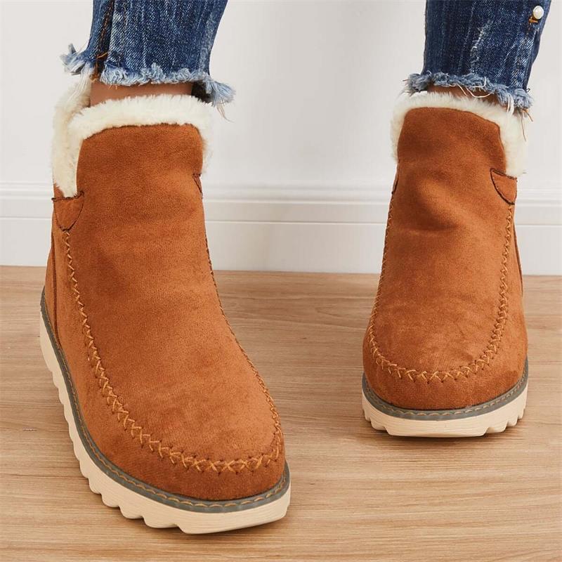 Ankelstøvler Dame Varme Korte med For i Ruskindslook Vinterstøvler