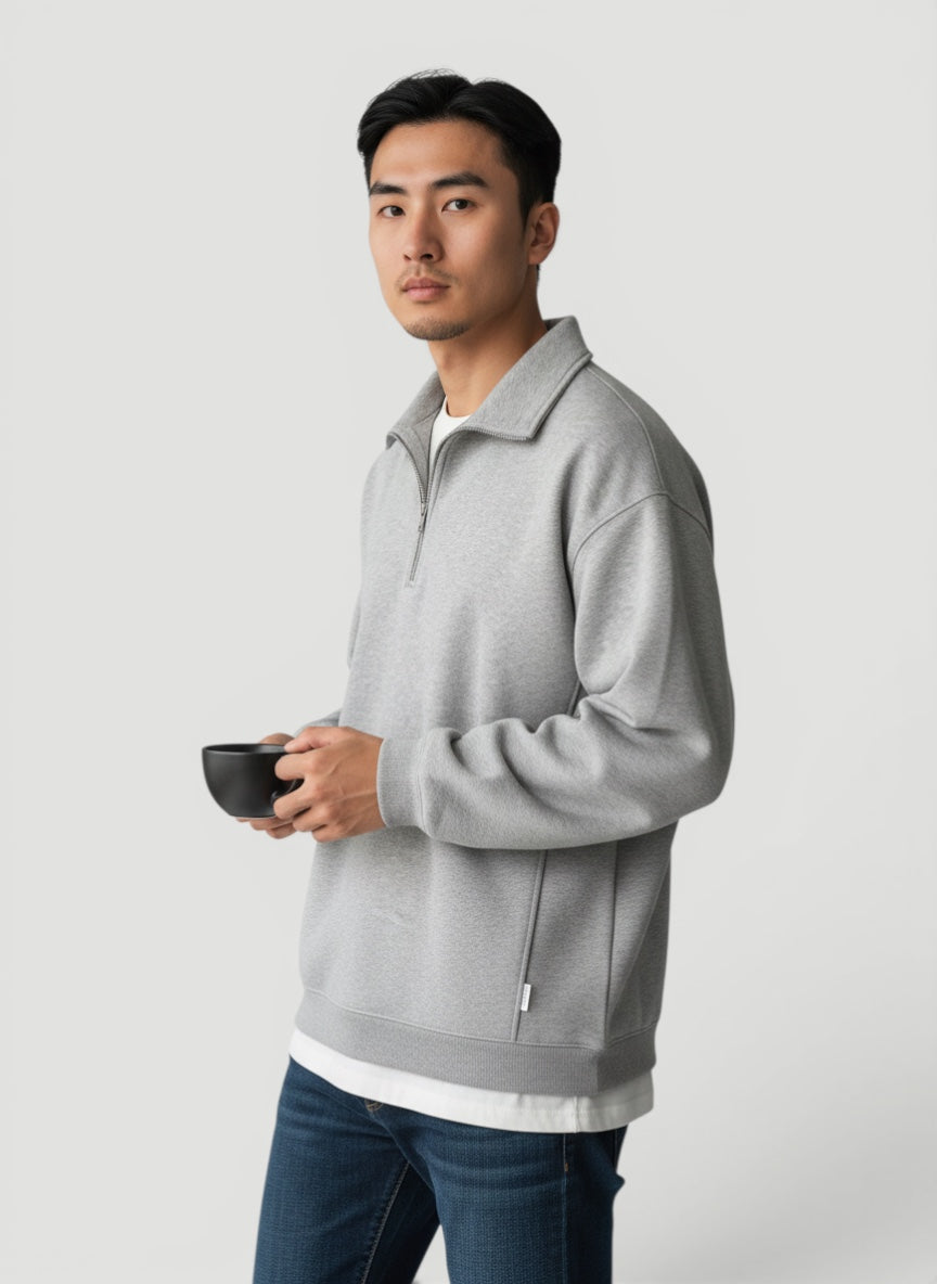 Letvægts quarter-zip pullover til mænd med lynlås