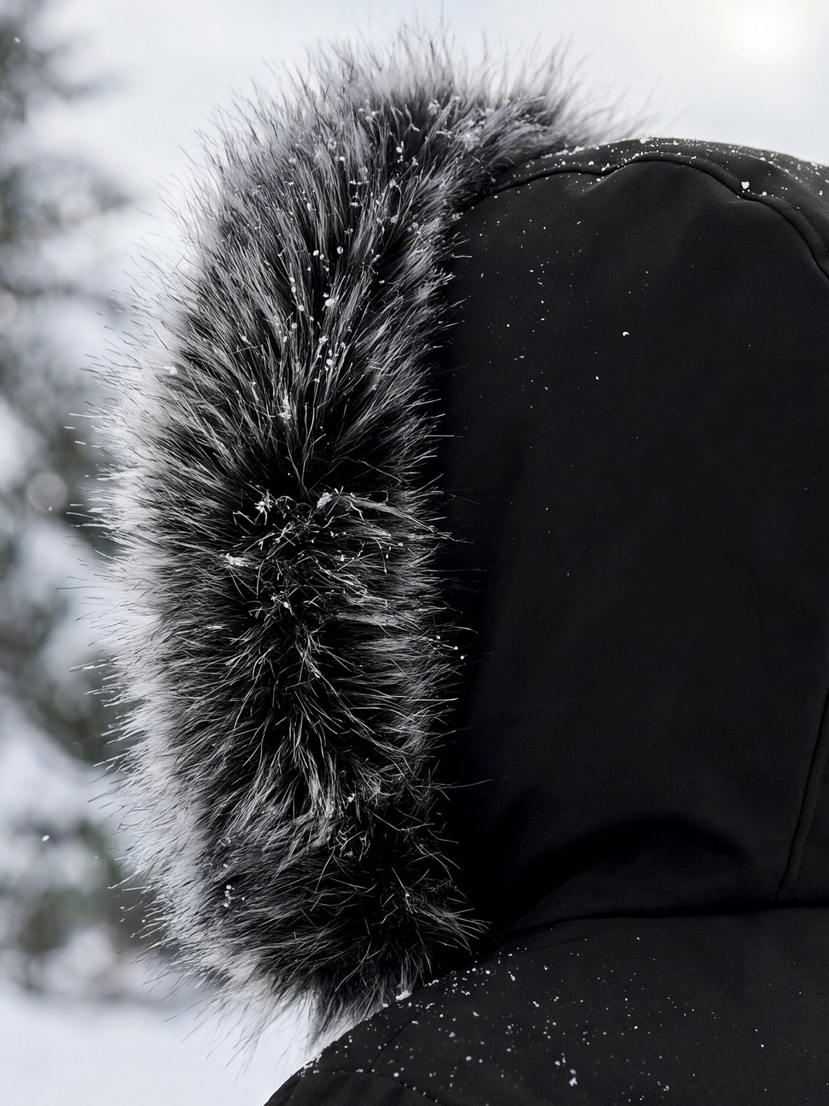 Parka Herre Varm Halvlang med Pels på Hætten og Lynlås Vinterjakke