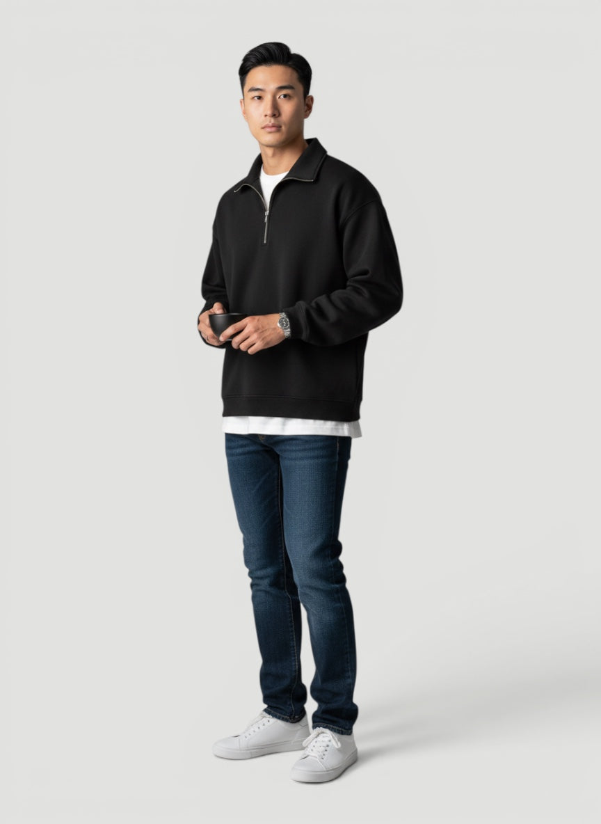 Letvægts quarter-zip pullover til mænd med lynlås