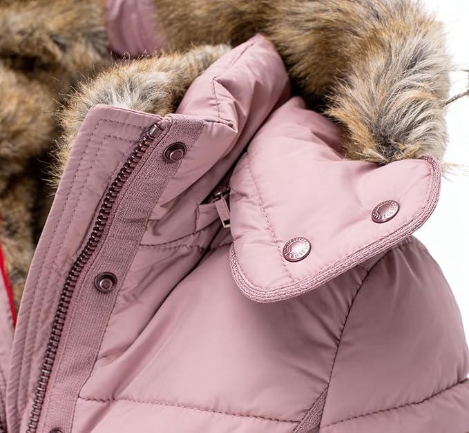 Vinterjakke Dame Halvlang Varm Quiltet Parka med Pels på Hætten