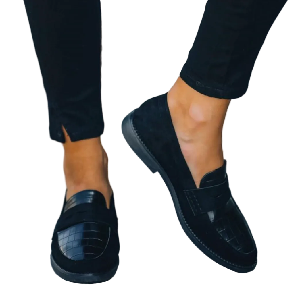 Loafers damer – vegansk læder med blank tekstureret slip-on