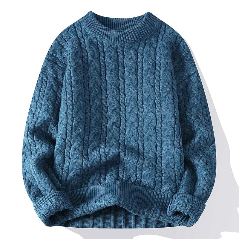Strikket kabelstrikket pullover til mænd