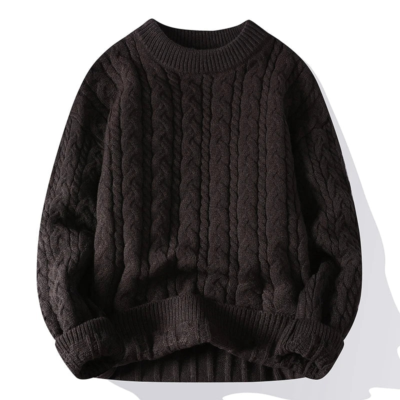 Strikket kabelstrikket pullover til mænd