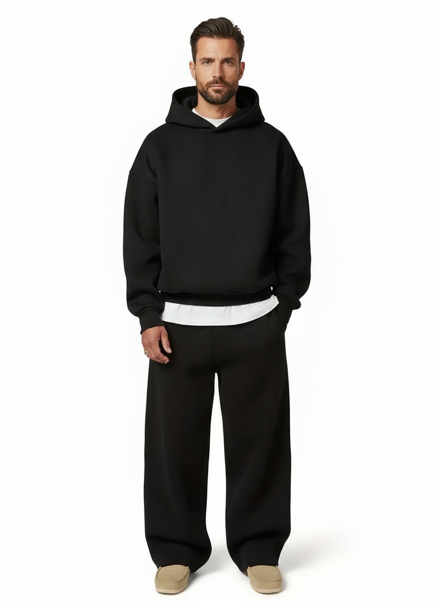 Joggingsæt Herre Varm Oversize Hoodie og Brede Joggingbukser
