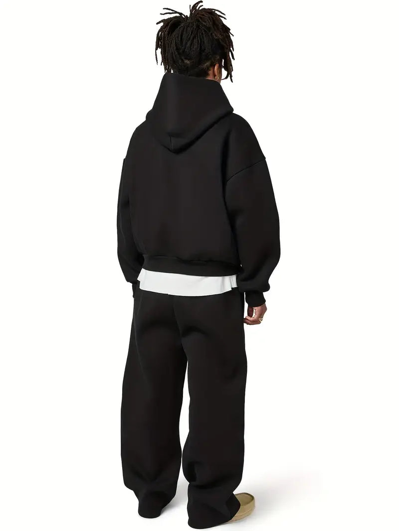 Joggingsæt Herre Varm Oversize Hoodie og Brede Joggingbukser