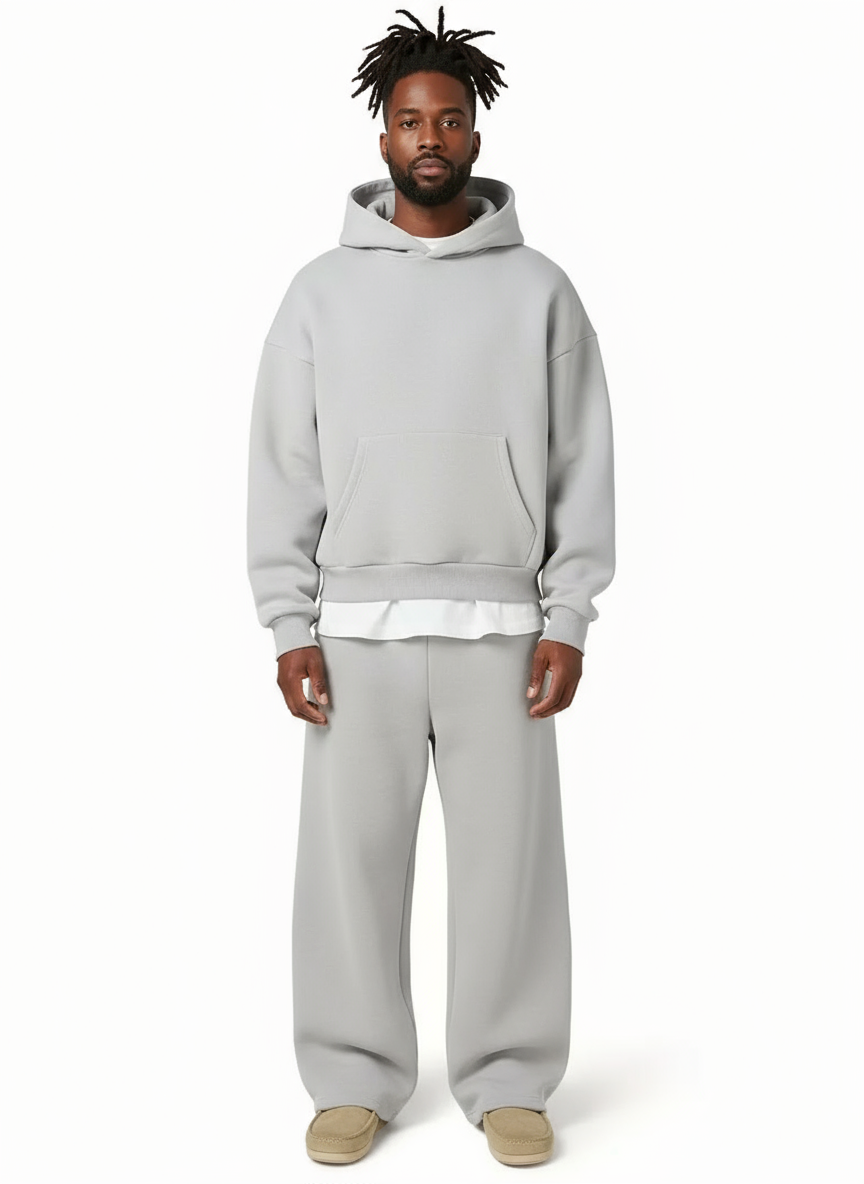 Joggingsæt Herre Varm Oversize Hoodie og Brede Joggingbukser
