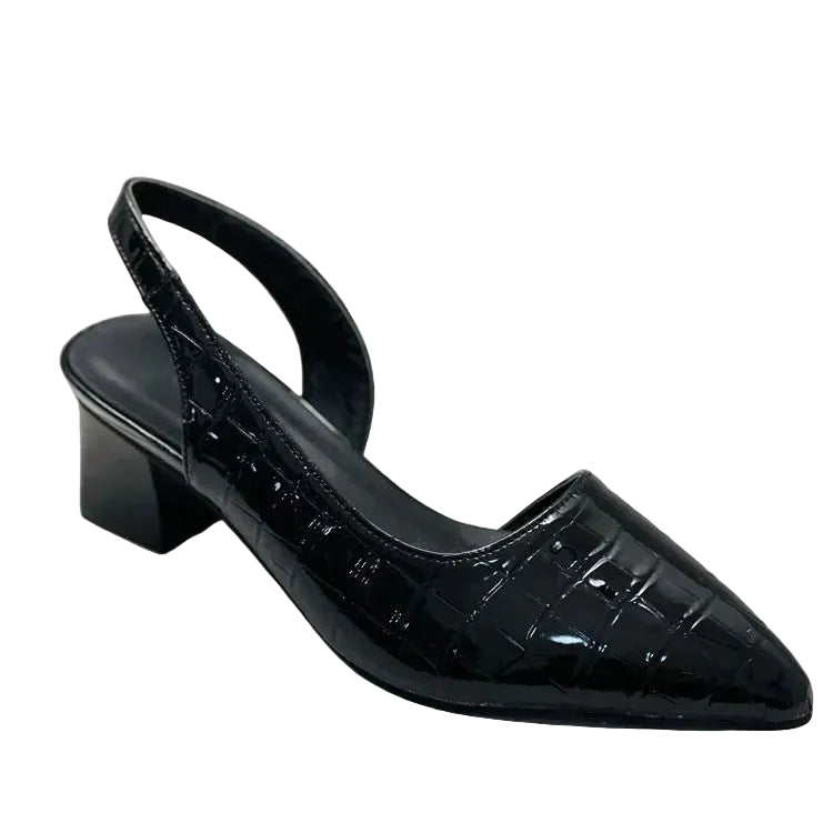 Slingback pumps damer – spids tå i kunstlæder med hæl