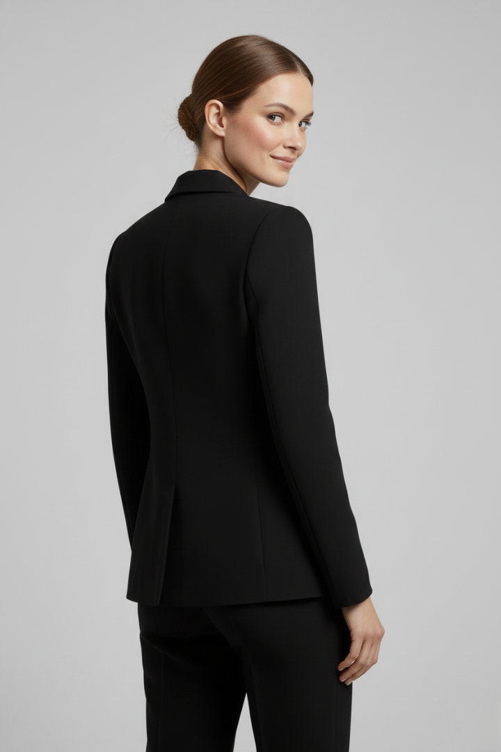 Dobbeltradet blazer med guldfarvede knapper til damer