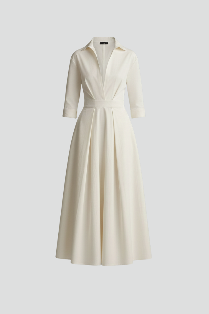 Elegant midikjole med krave og knapper