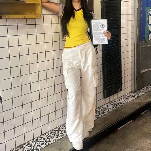 Baggy Cargo Drawstring Wide Leg Pants