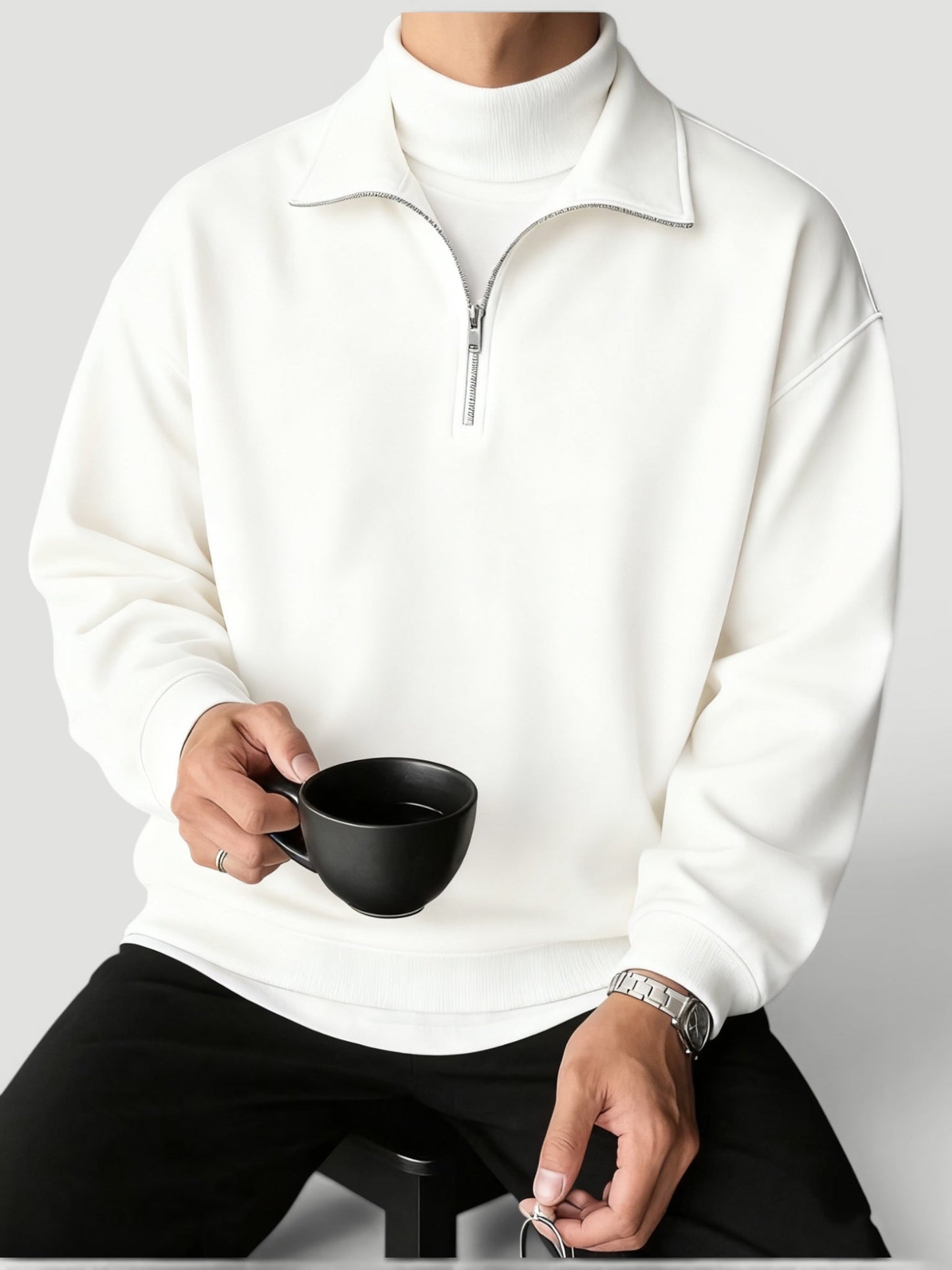 Letvægts quarter-zip pullover til mænd med lynlås
