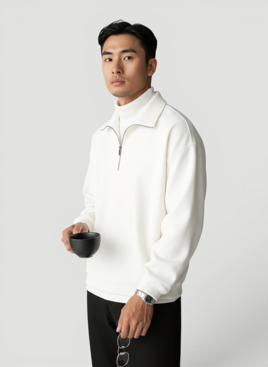 Letvægts quarter-zip pullover til mænd med lynlås