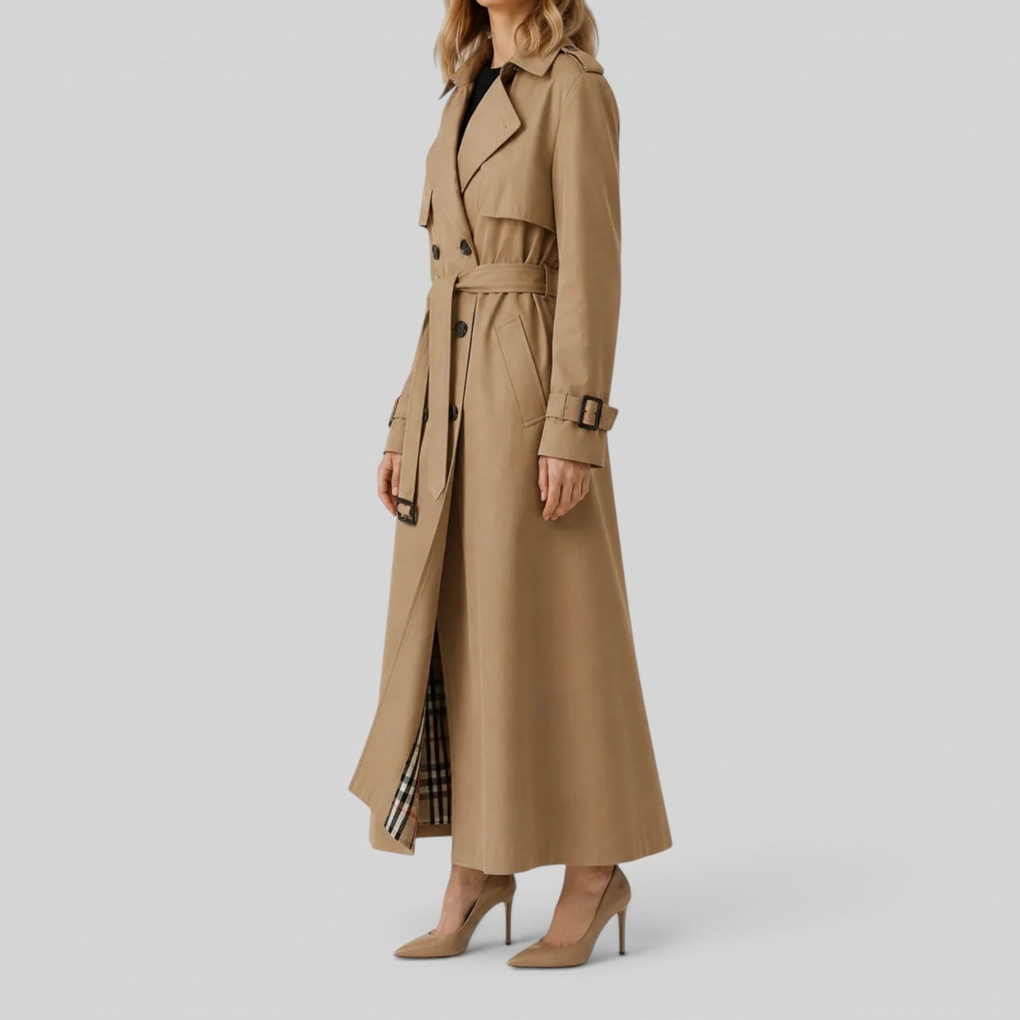 Klassisk trenchcoat med bælte til damer
