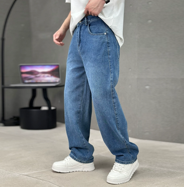 Stilrene baggy straight-leg jeans til mænd