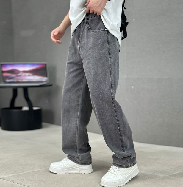 Stilrene baggy straight-leg jeans til mænd