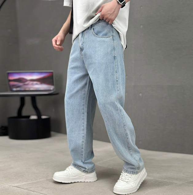 Stilrene baggy straight-leg jeans til mænd