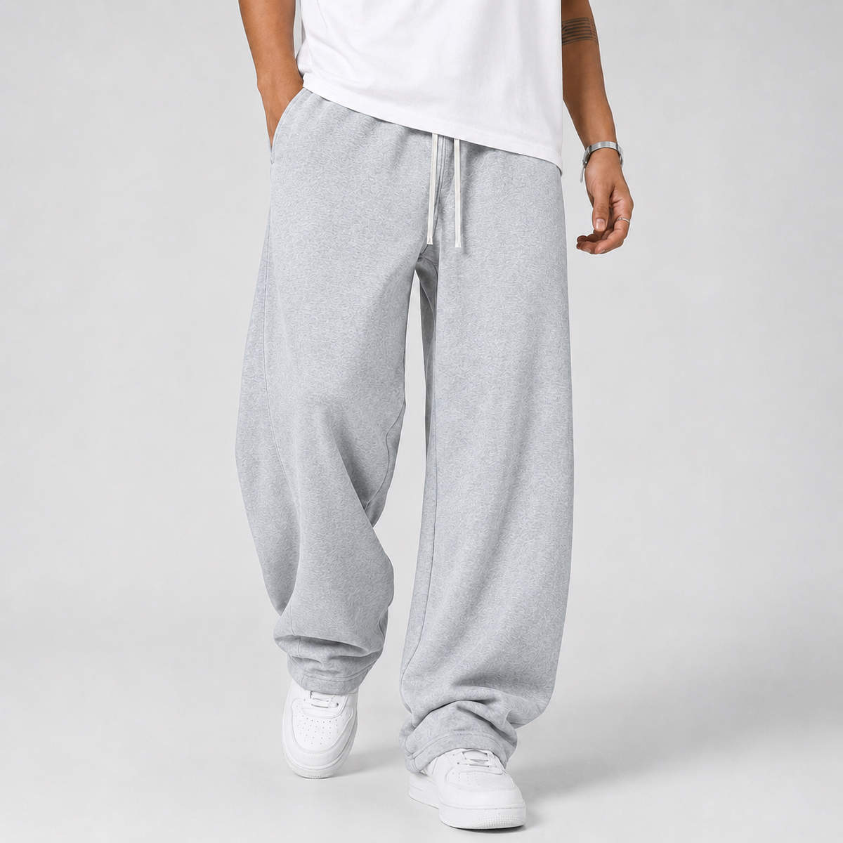 Joggingbukser Herre Varme Brede og Baggy med Snøre i Taljen og Lommer Sweatpants