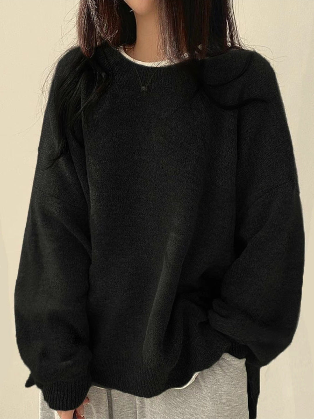 Half Zip Sweater Herre Varm med Høj Krave og Ribkanter Striktrøje